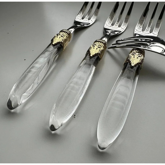 Godinger Laura Amber Transparent 4 Cake/Salad Forks Stainless 18/10 Clear - Picture 6 of 6